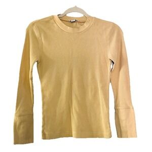 Sundance Thermal Top PXS Waffle Yellow Casual Pullover Casual‎ Cabincore